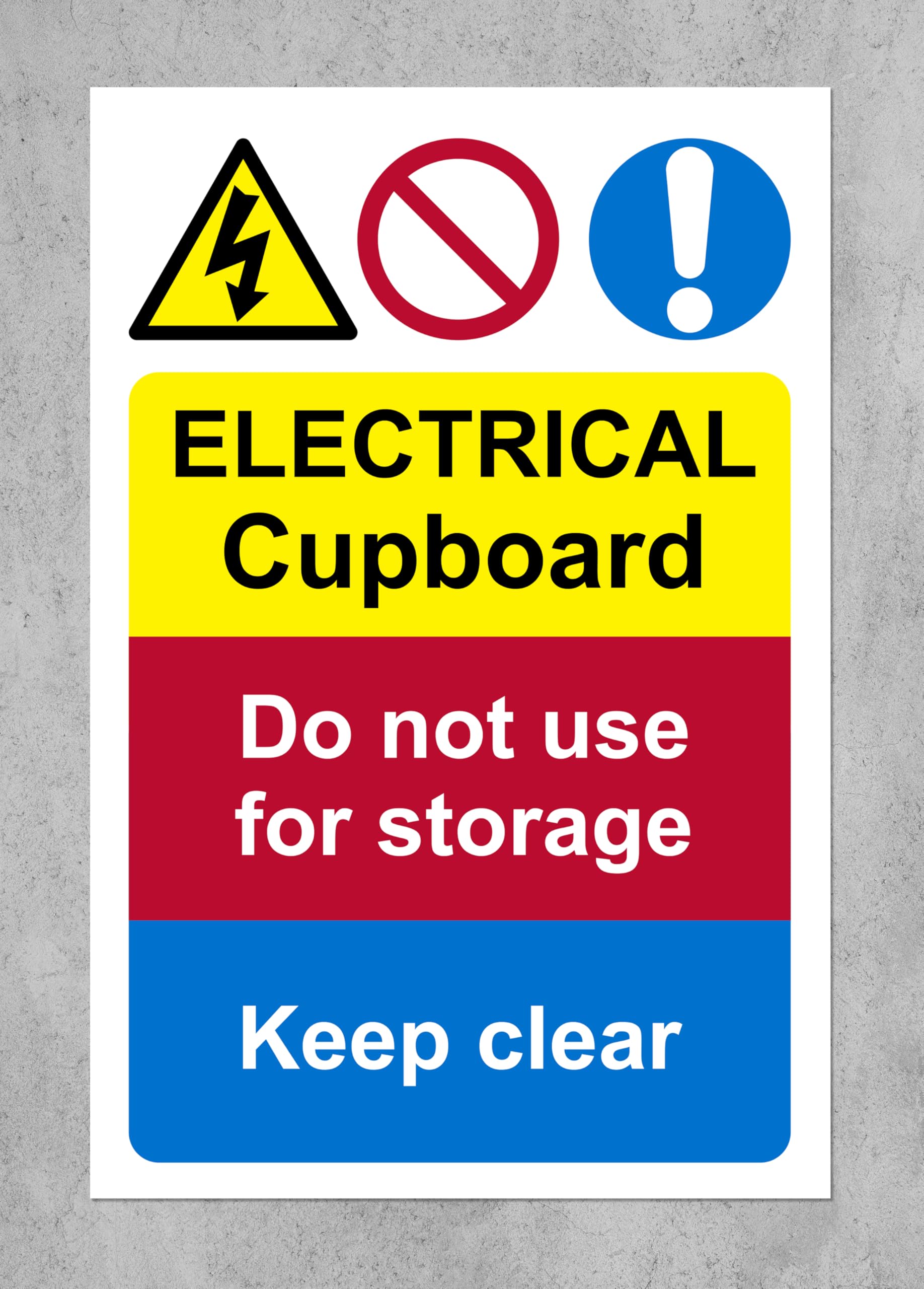 Electrical Cupboard do not use for Storage Keep Clear Safety Sign - Self Adhesive Sticker (600mm x 400mm)