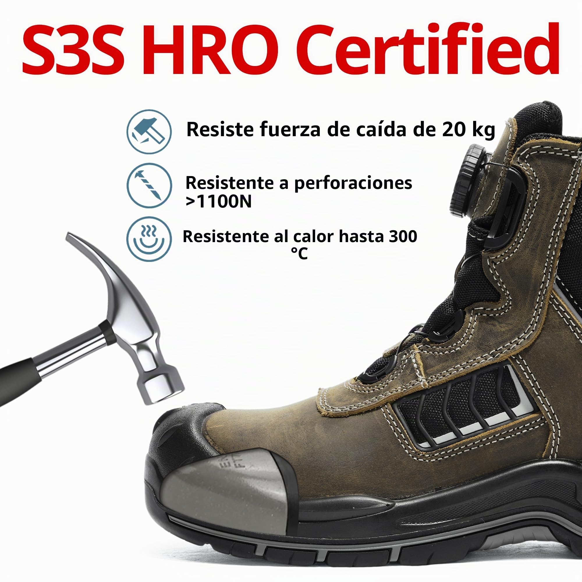 S3 HRO SRC Zapatos de Seguridad, Zapatillas de Seguridad con Punta de Acero Zapatos de Trabajo Zapatillas Trabajo Comodo Antideslizantes