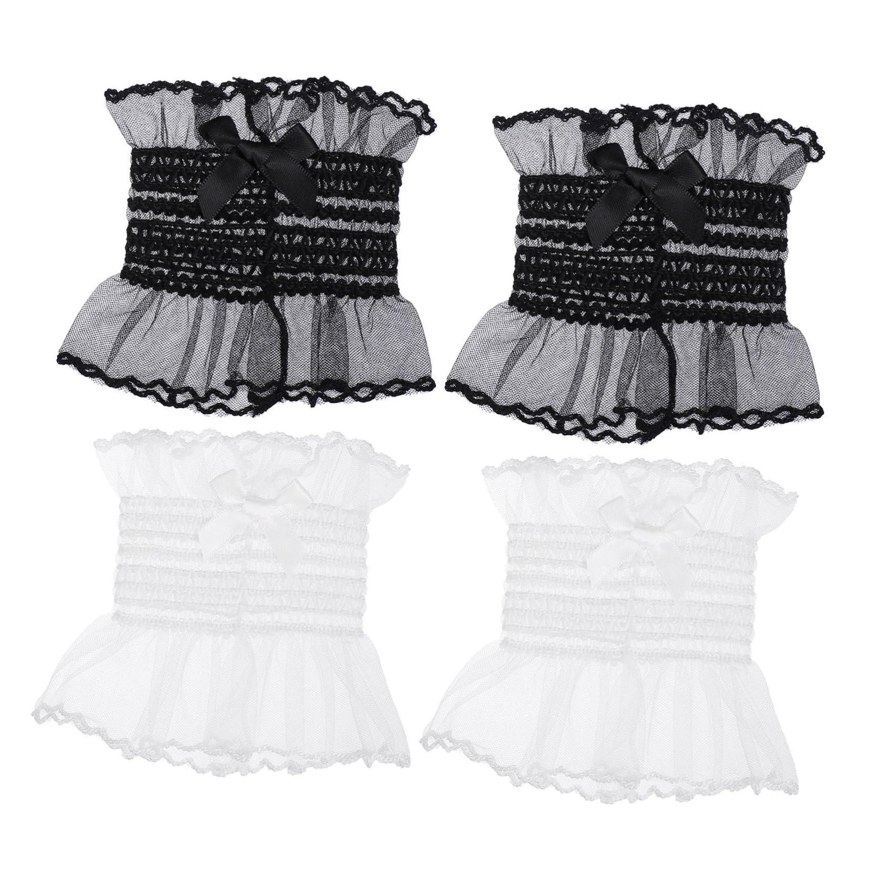 FOMIYES Elegant Lace Women Gloves Gothic Rose Lace Gloves Fingerless Bridal Set