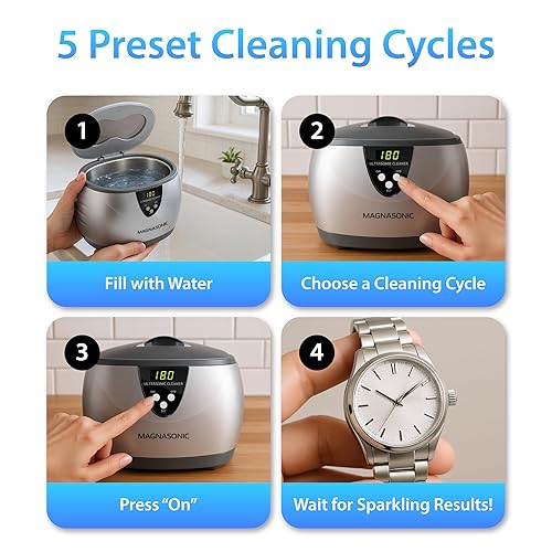 Miniatura 8 de Limpiador ultrasónico joyería y lentes profesional Magnasonic con temporizador digital MGUC500