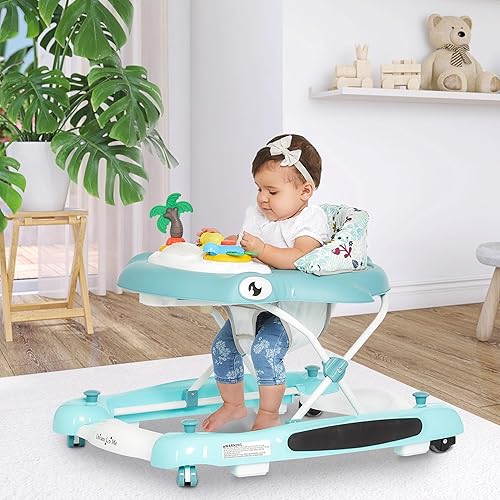 Miniatura 2 de Dream On Me Aloha Fun Activity - Caminante y balancín 2 en 1 en azul caminador fácil de convertir ajustes de altura ajustables de tres posiciones