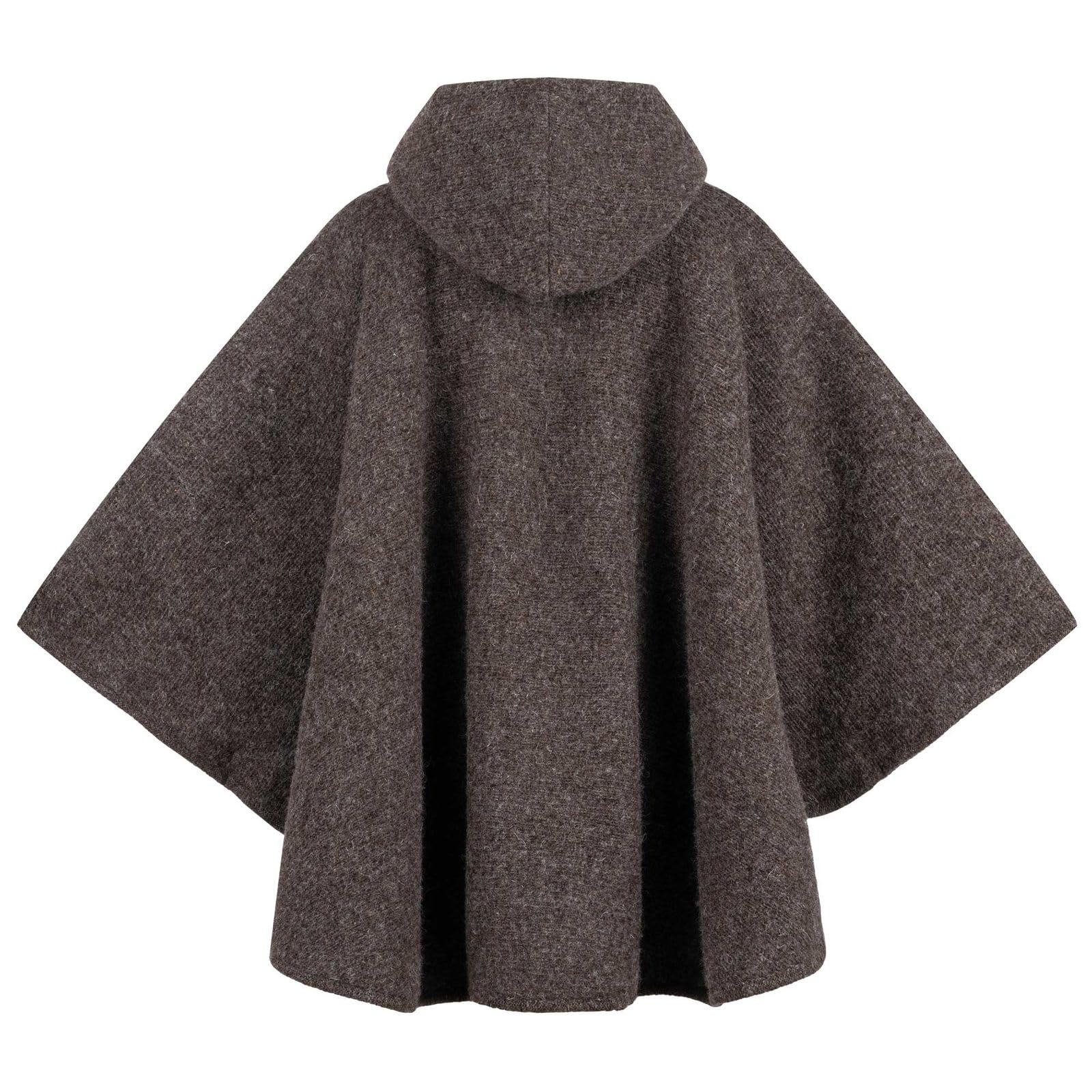 Kunst und Magie Strick Poncho mit Kapuze Umhang Cape Strickjacke Wolle Jacke Winter Mantel Damen