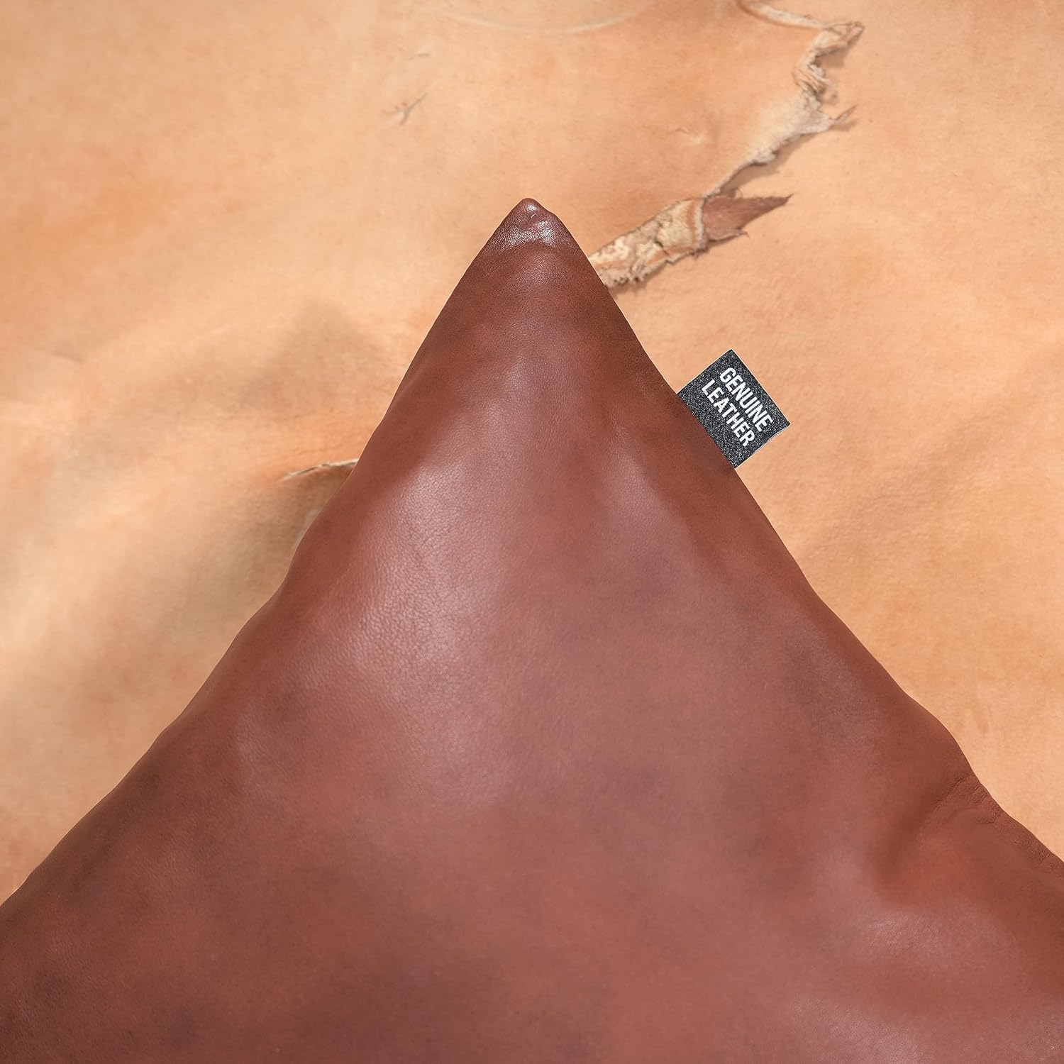 Lambskin Leather Pillow Cover - Chair, Bed, Chaise Lounge, Sofa Cushion Case - Throw Covers for Living Room & Bedroom, 18" x 18" - Tan Antique Plain Pack of 2