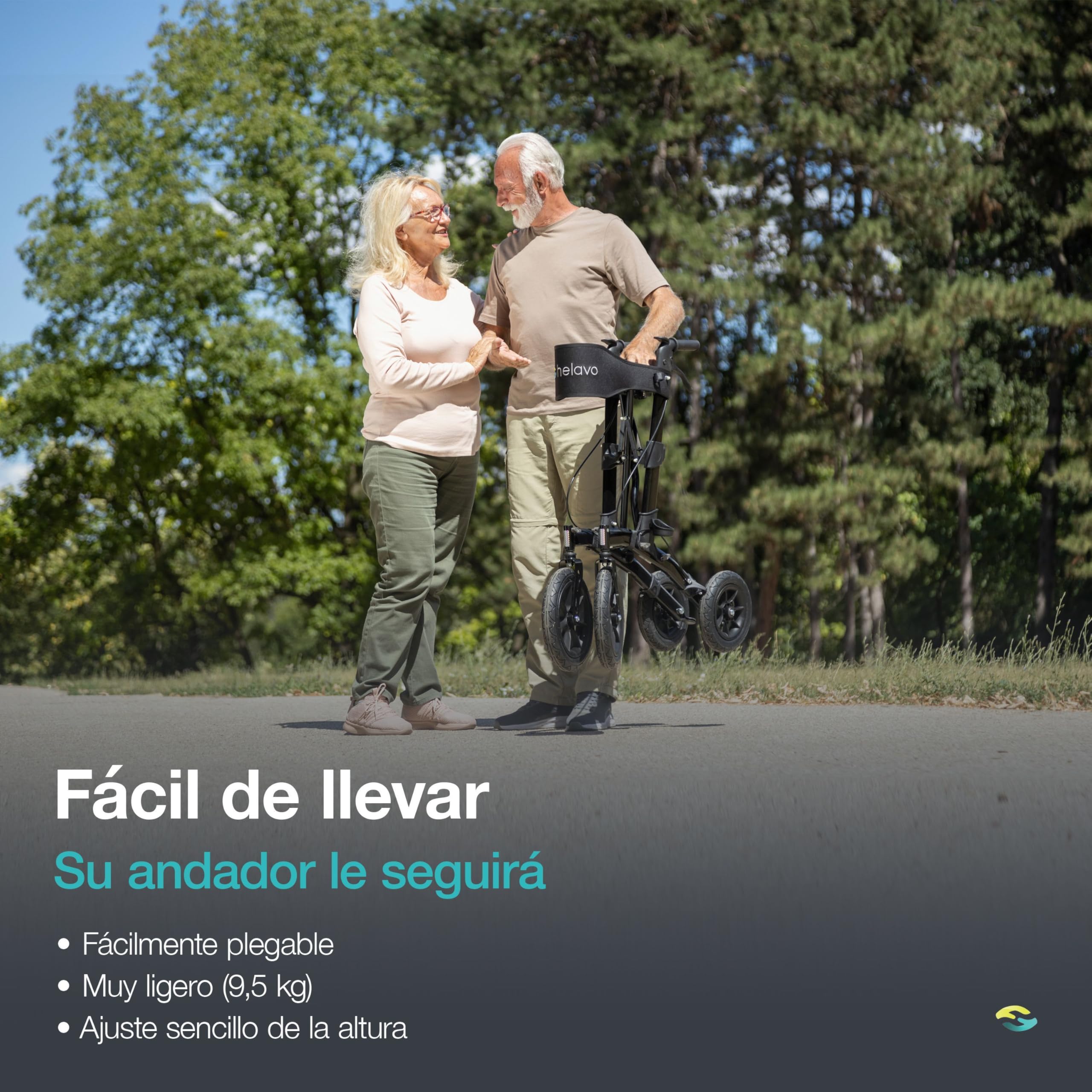Helavo andador para exteriores con ruedas neumáticas - Andador para ancianos de aluminio plegable con asiento - Máxima movilidad y confort en exteriores