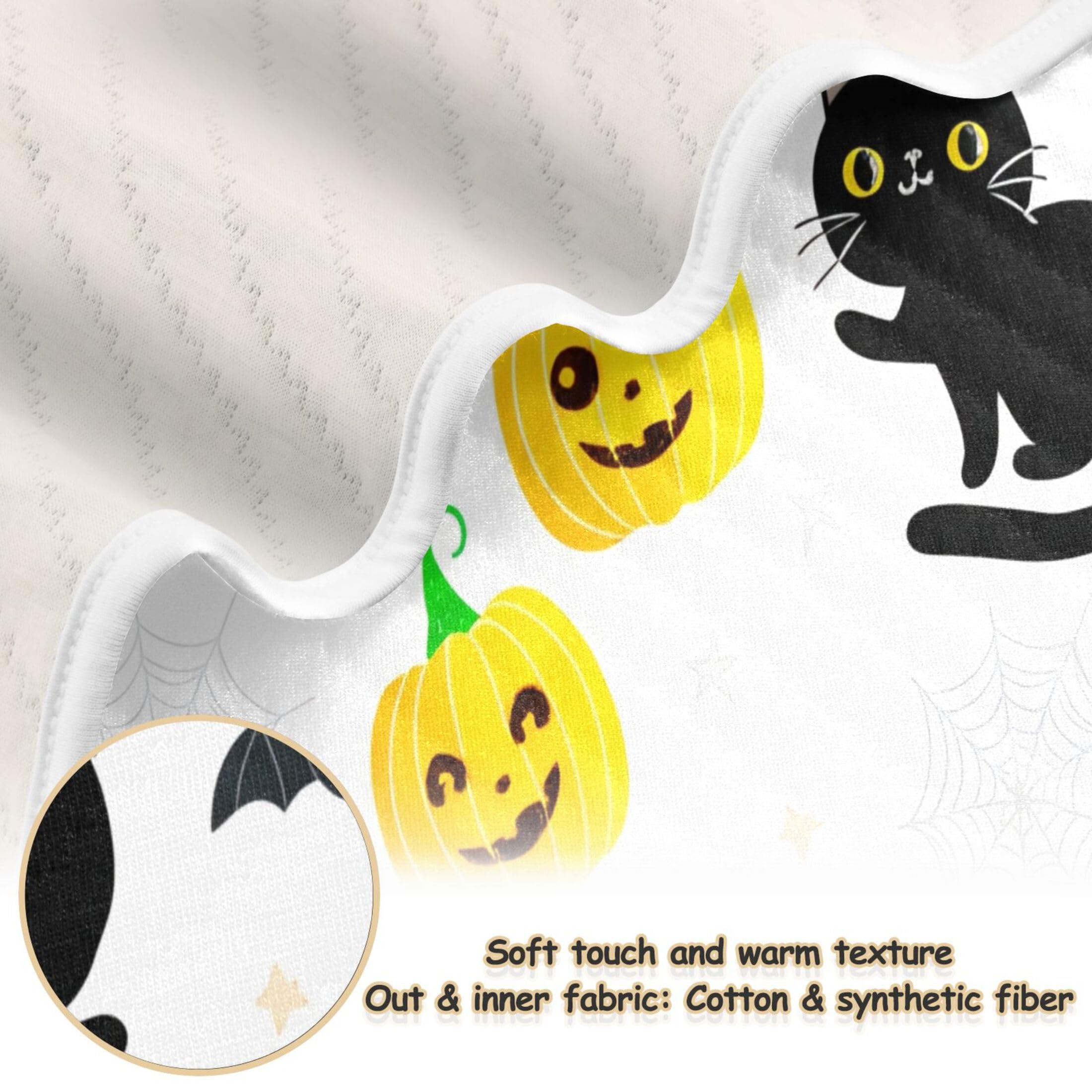 Burbuja Cats Bats Yellow Pumpkins Baby Blanket for Boys Girls, Nursery Soft Warm Swaddling Receiving Baby Blankets, 30x40 in Toddler Blanket