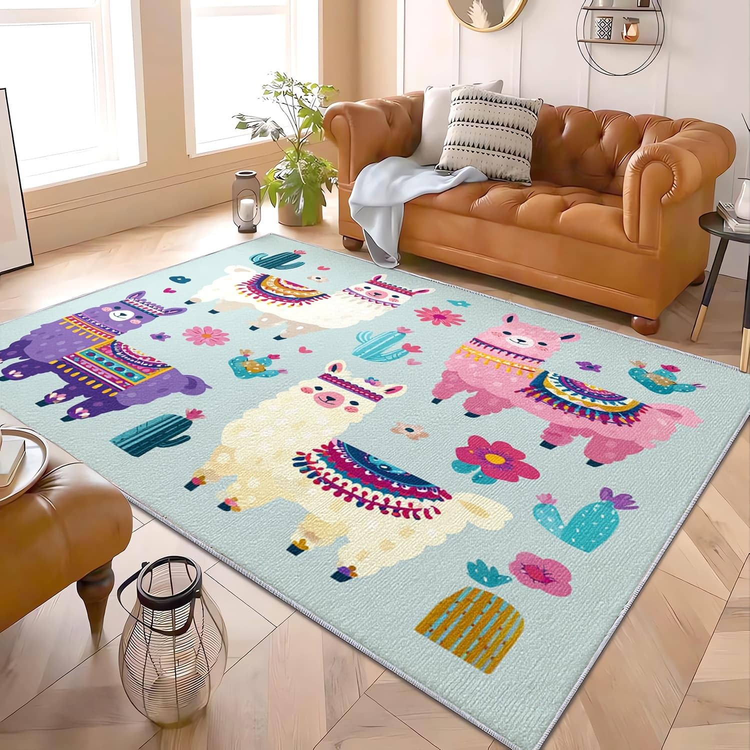 Tapis antidérapant poil ras 160x230 cm pour éviter les glissades dans le salon