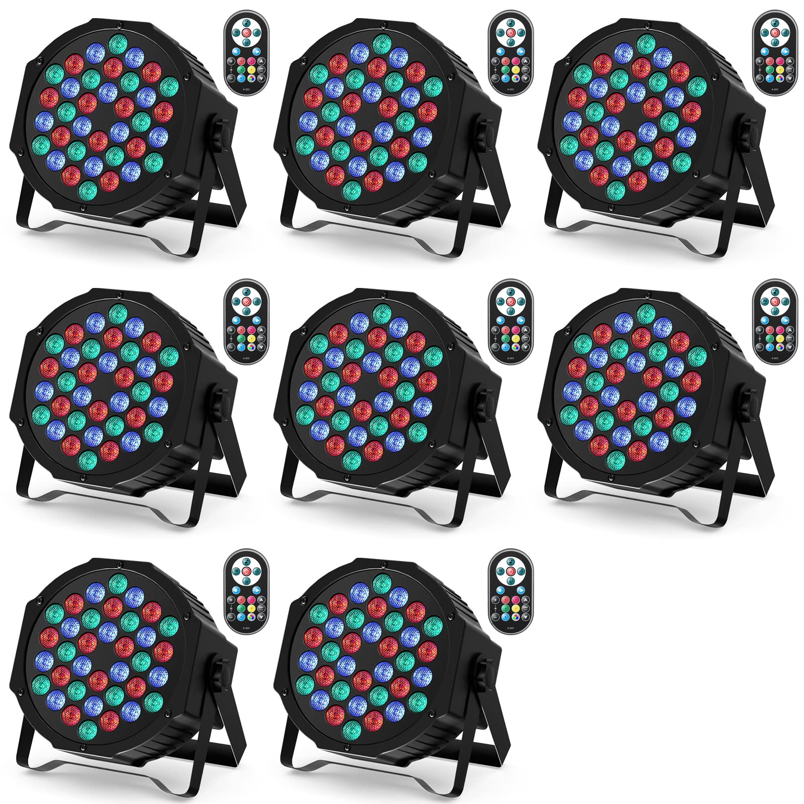LED Par Strahler Scheinwerfer 36 LED Bühnenlicht Partylicht RGB DMX512 mit Fernbedienung,Discolicht Beleuchtung Moving Head für Stage DJ Party Show Bar Halloween Weihnachten (8er)