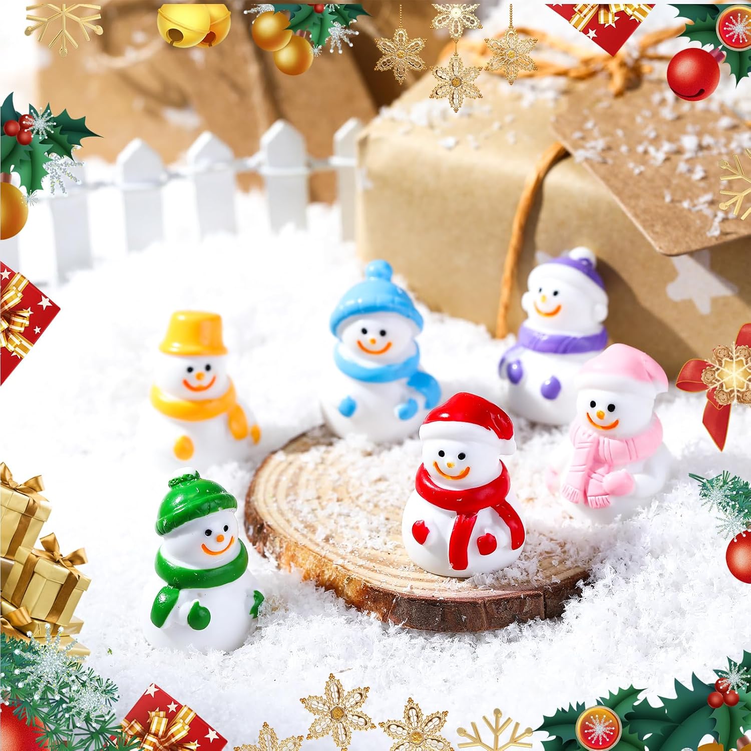 72 Pcs Mini Resin Snowman Mini Snowman Figurines Miniature Figurines Suitable for DIY Cake Decoration Ornaments Crafts Moss Landscape - Image 6