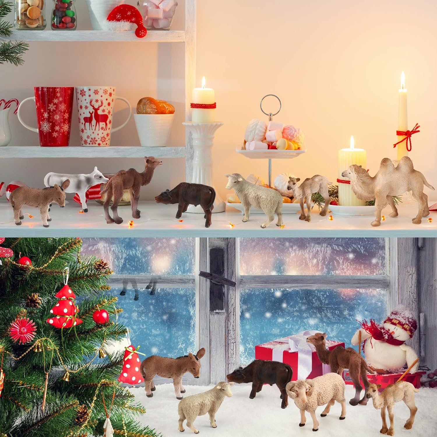 12 Pcs Christmas Nativity Scene Animals Figurines Holy Family Decor