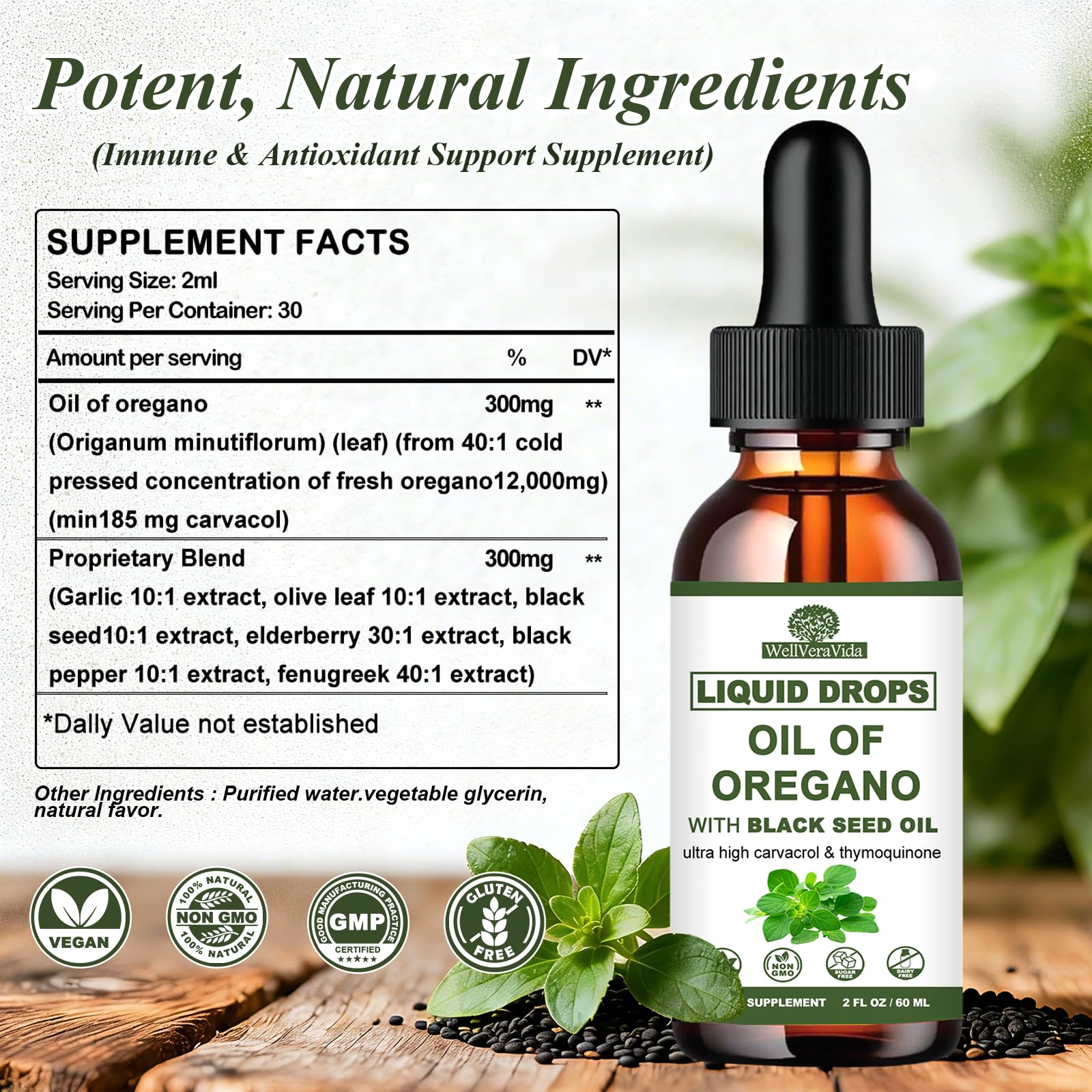 Oil of Oregano with Black Seed Oil - Organic Herbal Oregano Oil Supplement — Amazon image 5