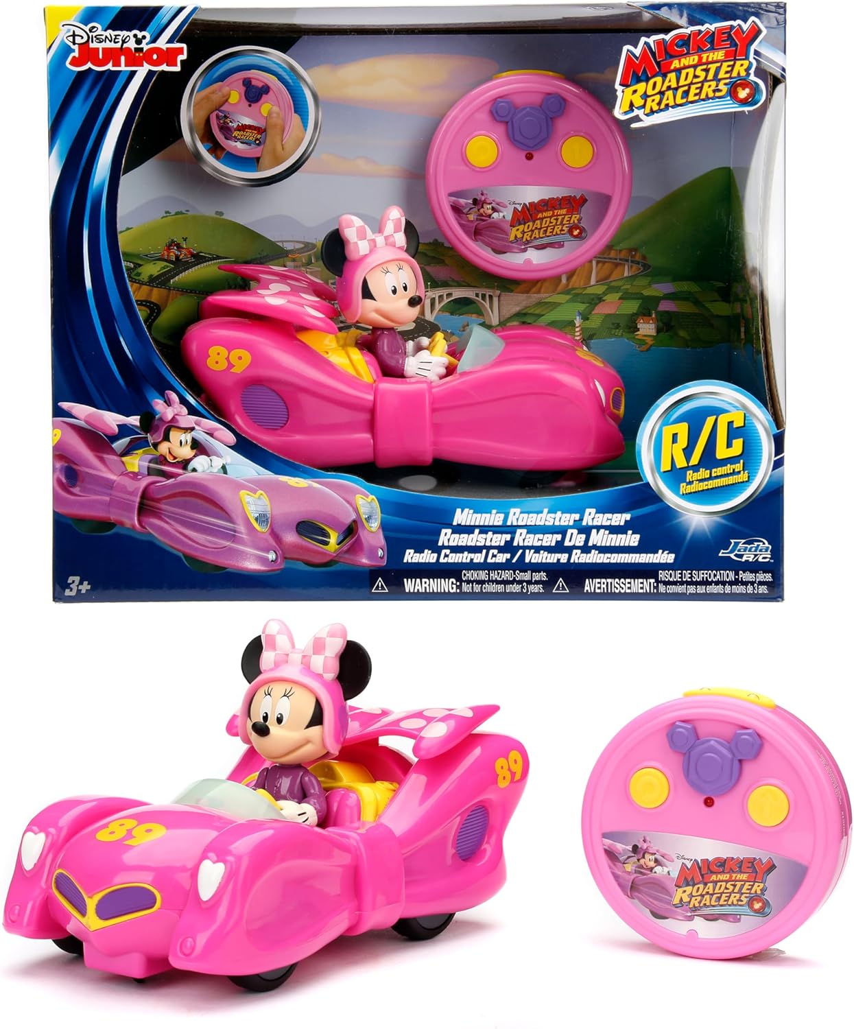 Jada Toys Disney Mickey & The Roadster Racers Minnie Bow RC/Radio Control Toy Vehicle, Hot Pink (98167)