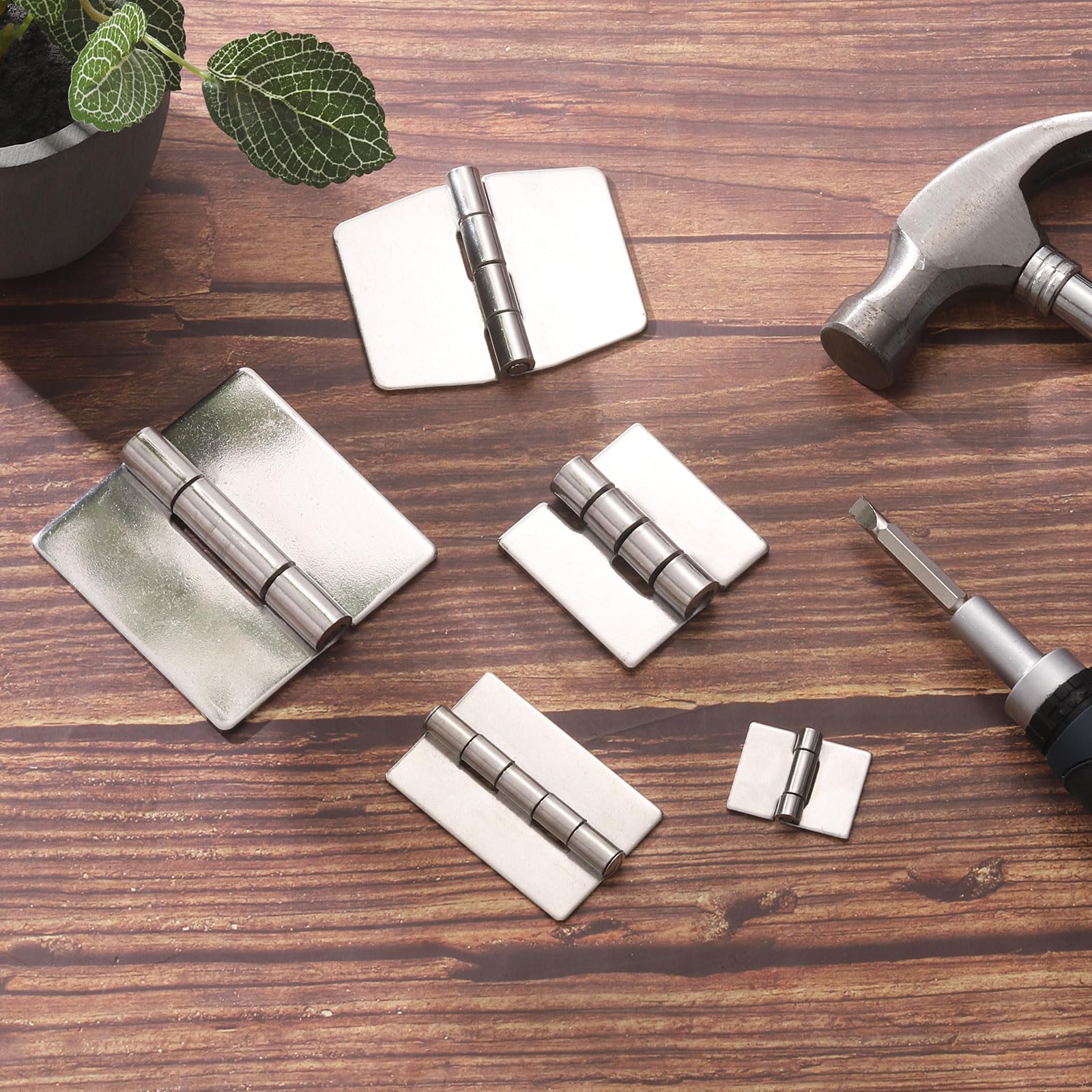 sourcing map 2 Pack Heavy Duty Weldable Hinges, 3" x 1.26" x 0.06" Weld on Butt Hinge 304 Stainless Steel Folding Metal Gate Hinges for Trailer Doors, Silver - Image 4