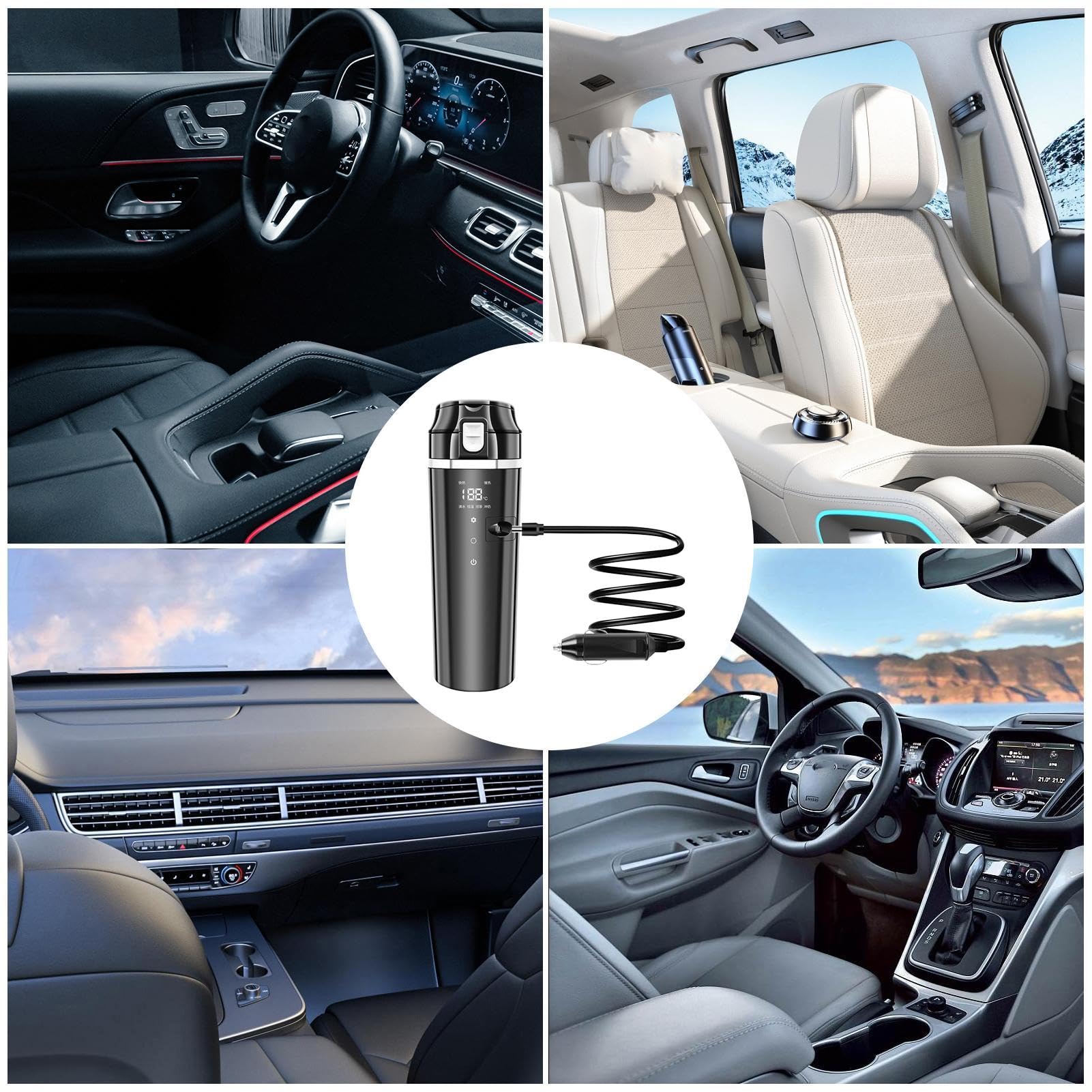 Taza calefactora para coche – Taza de agua hirviendo montada en coche