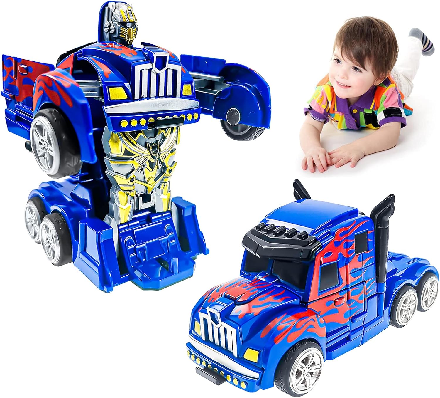 Car Toys for 3 4 5 Year Old Boys Toddlers, Transforming Trucks Toys for 3 Year Old Boys, Robot Toys for Kids 3-6 Birthday Gifts for 3 4 5 6 Years Kids