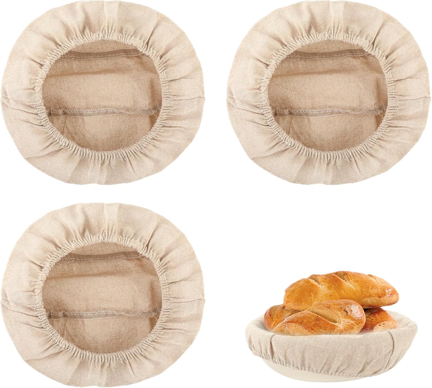 Prasacco 3 Pieces 9 Inch Round Bread Liner Cloth
