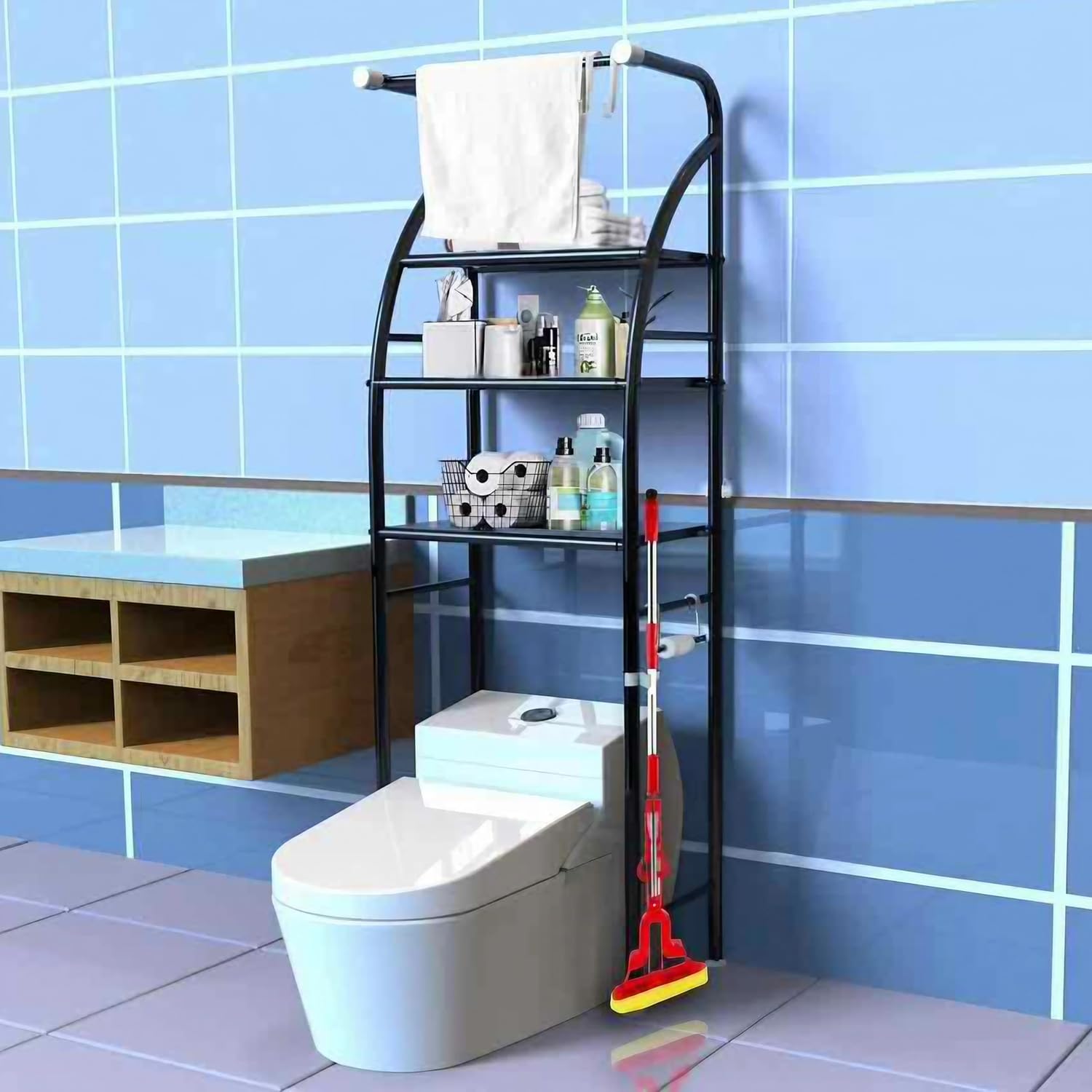 ADA® Premium Metal Over The Toilet Storage Shelf, 3-Tier Bathroom Rack Stand, Space Saving ...