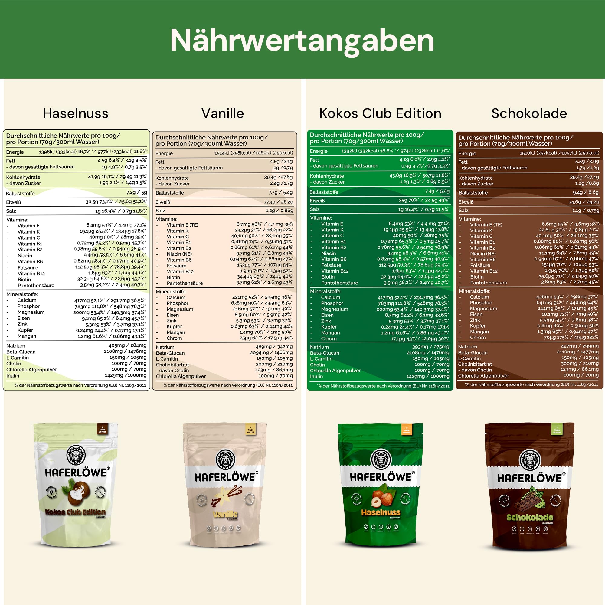 Haferlöwe Haferkur 28 Tage Starter Set, Hafertage in 4 Geschmacksrichtungen | Inkl. Gratis Shaker und Leitfaden | Protein Shake | Leckerer Diät Hafershake | DIA2® Ernährung