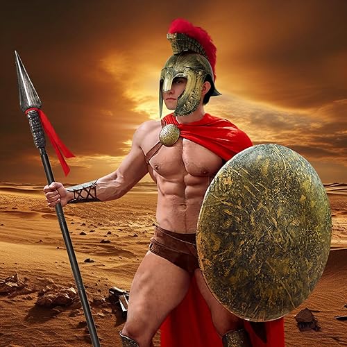 Miniatura 5 de Casco medieval de caballero romano, casco de gladiador espartano griego de plástico, accesorios de disfraz medieval, sombrero de Halloween, Oro