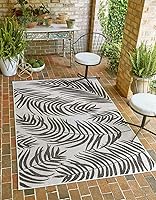 Vista 32 de Unique Loom - Tapete de la colección Outdoor Botanical, diseño de palmera (6.1 pies x 9 pies, rectangular, color azul/azul marino)