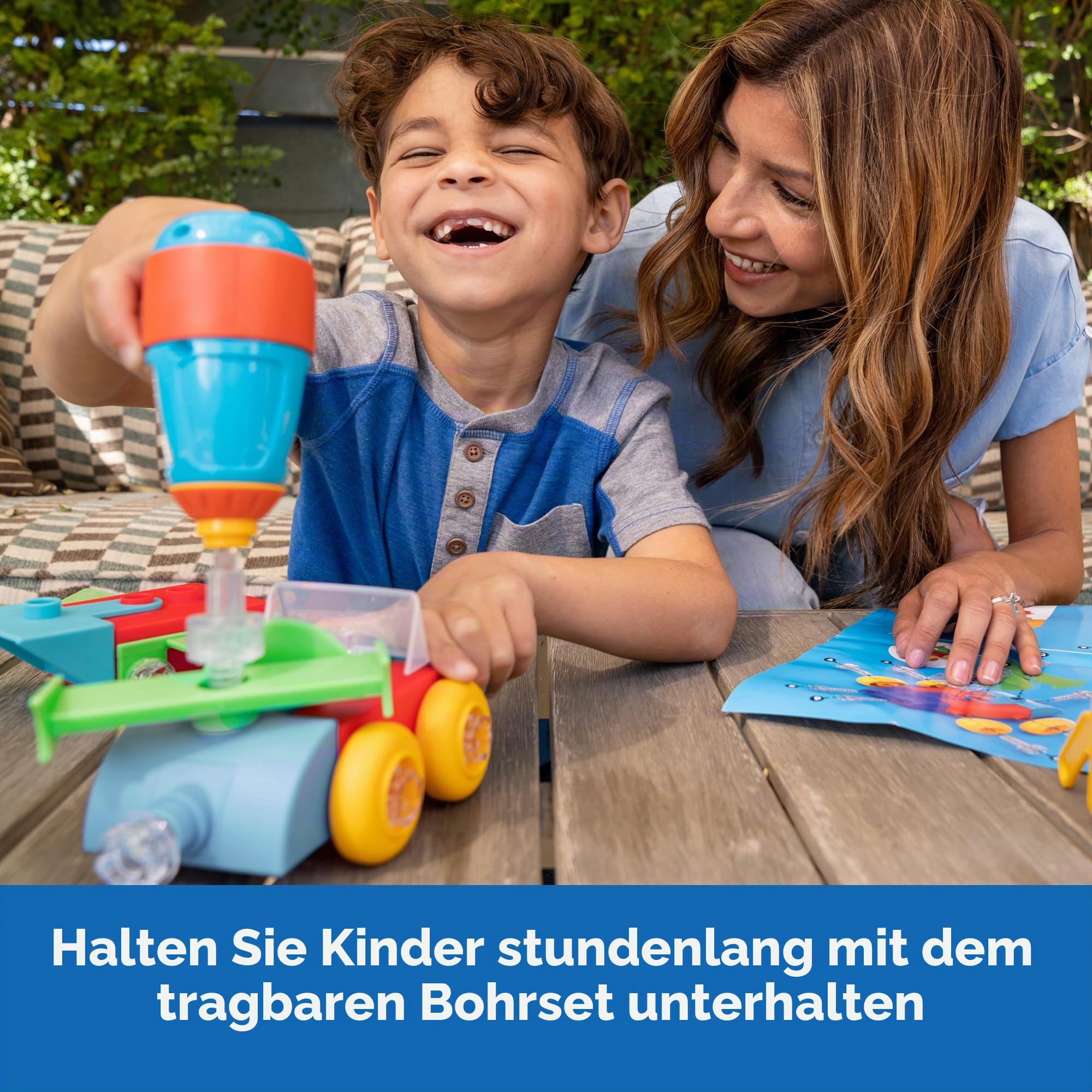 Learning Resources Design & Drill Baueimer, Mint-Spielzeug, 41-teilig, mit elektrischem Spielzeugbohrer, Urlaubsspielzeug für Jungen und Mädchen, ab 3 Jahren