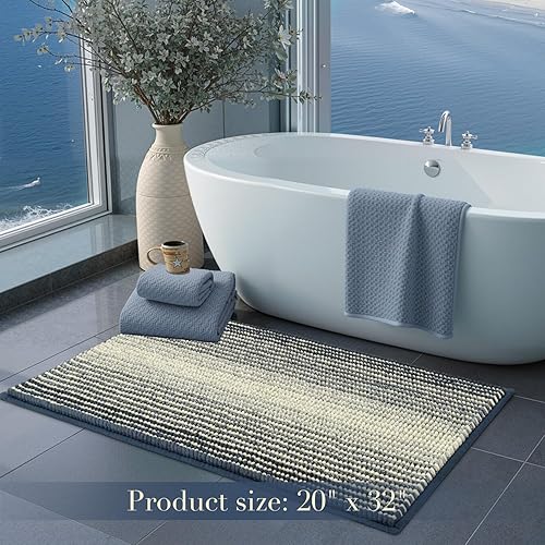 Miniatura 298 de BSICPRO Juego de alfombras y tapetes de baño, 2 piezas de felpilla gruesa y absorbente, antideslizantes, suaves y peludas para baño, lavables a