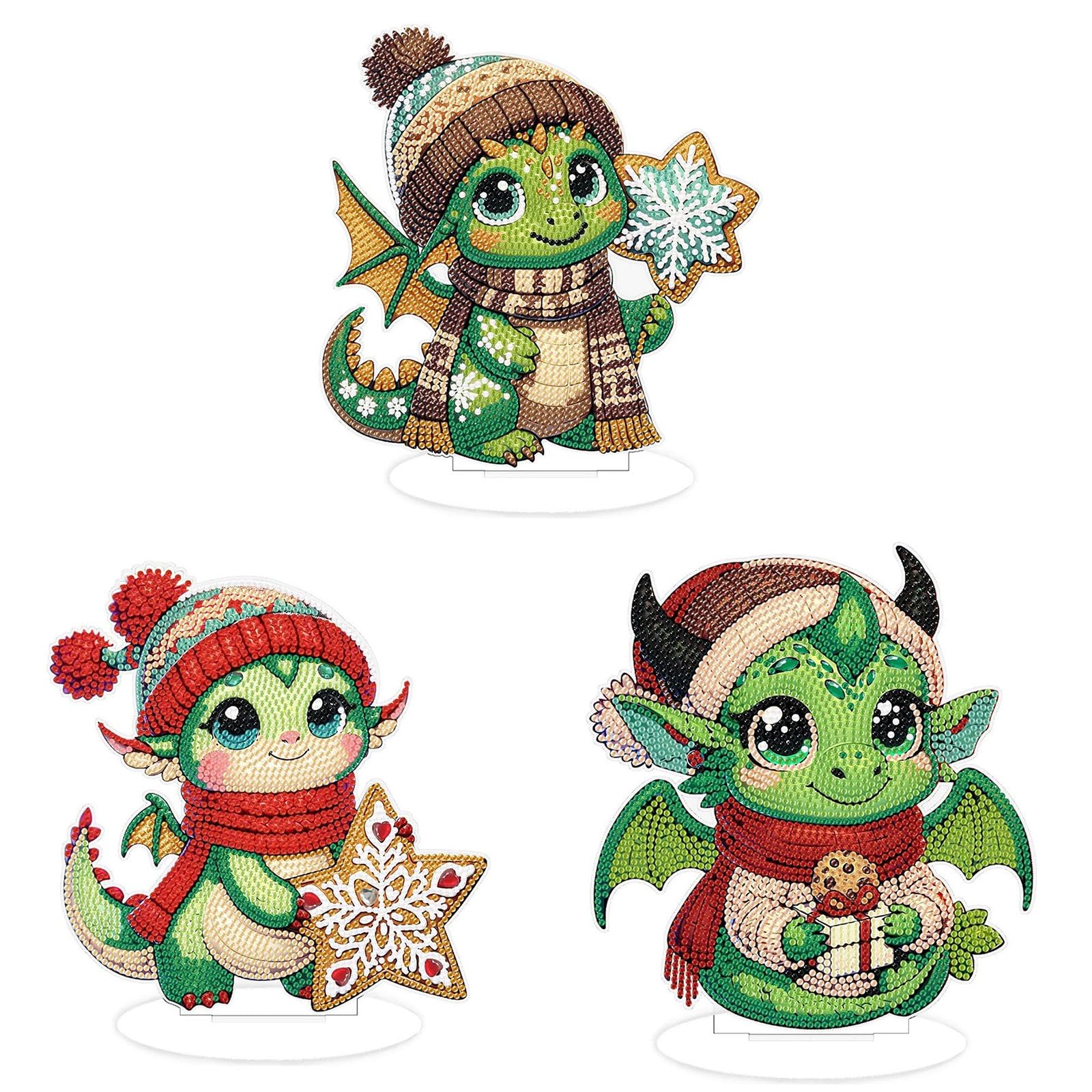 ARTopet 3Pcs DIY Diamond Desktop Ornament Special Shaped Crystal Pterosaur Acrylic Diamond Art Painting Tabletop Ornaments Single Sided Diamond Home Decor