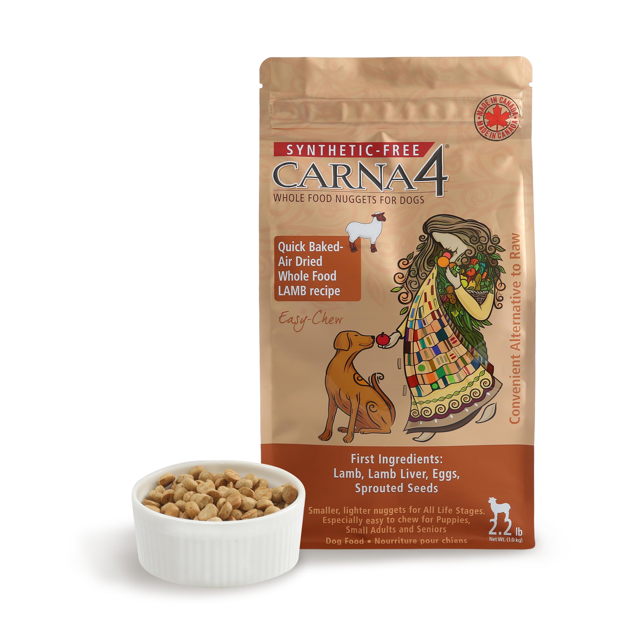 CARNA4 Air Dried Dog Food, Lamb Recipe, 2.2 lbs