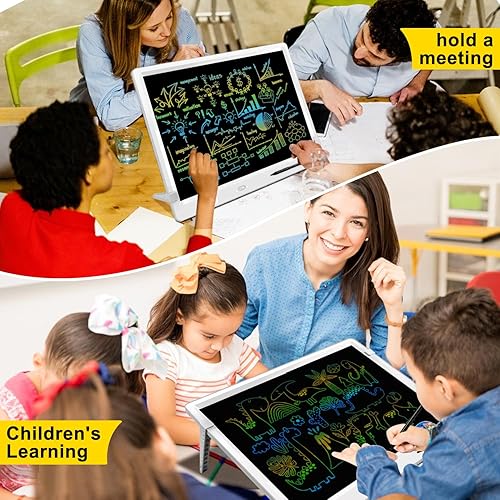 Miniatura 7 de Tableta de escritura LCD, tablero de escritura grande de 18 pulgadas con soporte, tableta de dibujo LCD, juguetes de aprendizaje educativos, regalos