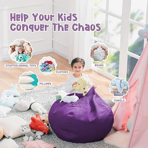 Miniatura 225 de Nobildonna - Funda para silla de puf (relleno sin relleno) de nido de pájaro para niños y adultos. Puf extra grande para almacenamiento de animales