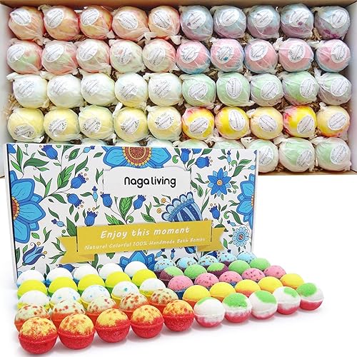 Bath Bombs Gift Set, 50 Handmade Bulk Bath Bombs for