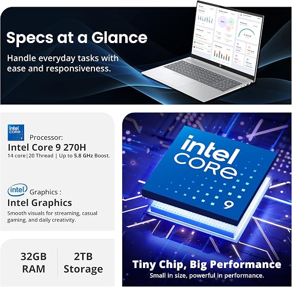 HP OmniBook 7 16 2K OLED Touchscreen Laptop, Intel Core 9 270H, Intel Graphics, 32GB DDR5, 2TB Storage (1TB SSD+1TB Docking Station), Backlit Keyboard, Number Pad, Wi-Fi 7, Copilot, Win11 Pro, Silver