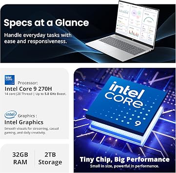 HP OmniBook 7 16 2K OLED Touchscreen Laptop, Intel Core 9 270H, Intel Graphics, 32GB DDR5, 2TB Storage (1TB SSD+1TB Docking Station), Backlit Keyboard, Number Pad, Wi-Fi 7, Copilot, Win11 Pro, Silver