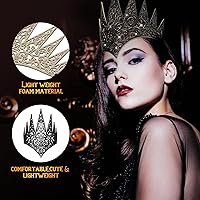 Vista 3 de Hicarer 2 piezas de corona de reina troquelada real para Halloween, disfraz de bruja, cosplay, accesorios para el cabello, suministros de fiesta
