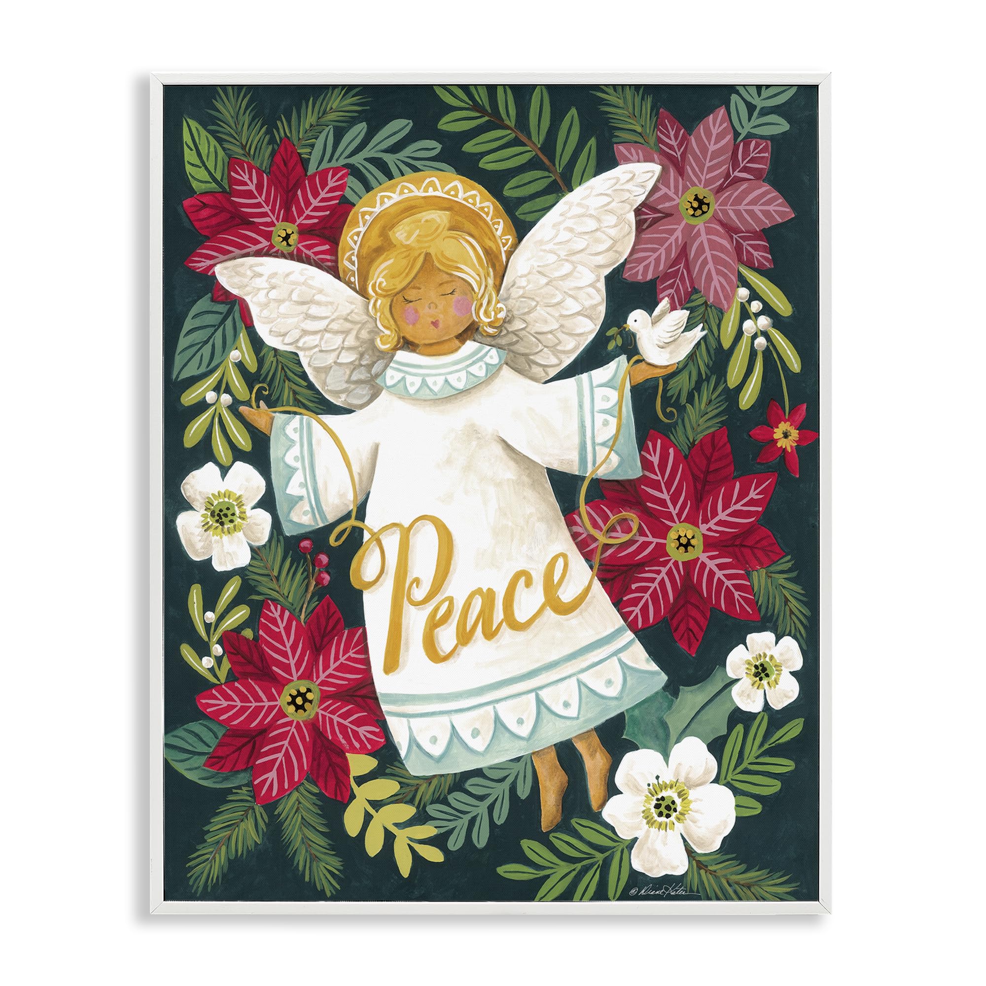 Ange avec paix et botaniques Stupell Industries cadre 50x40 cm