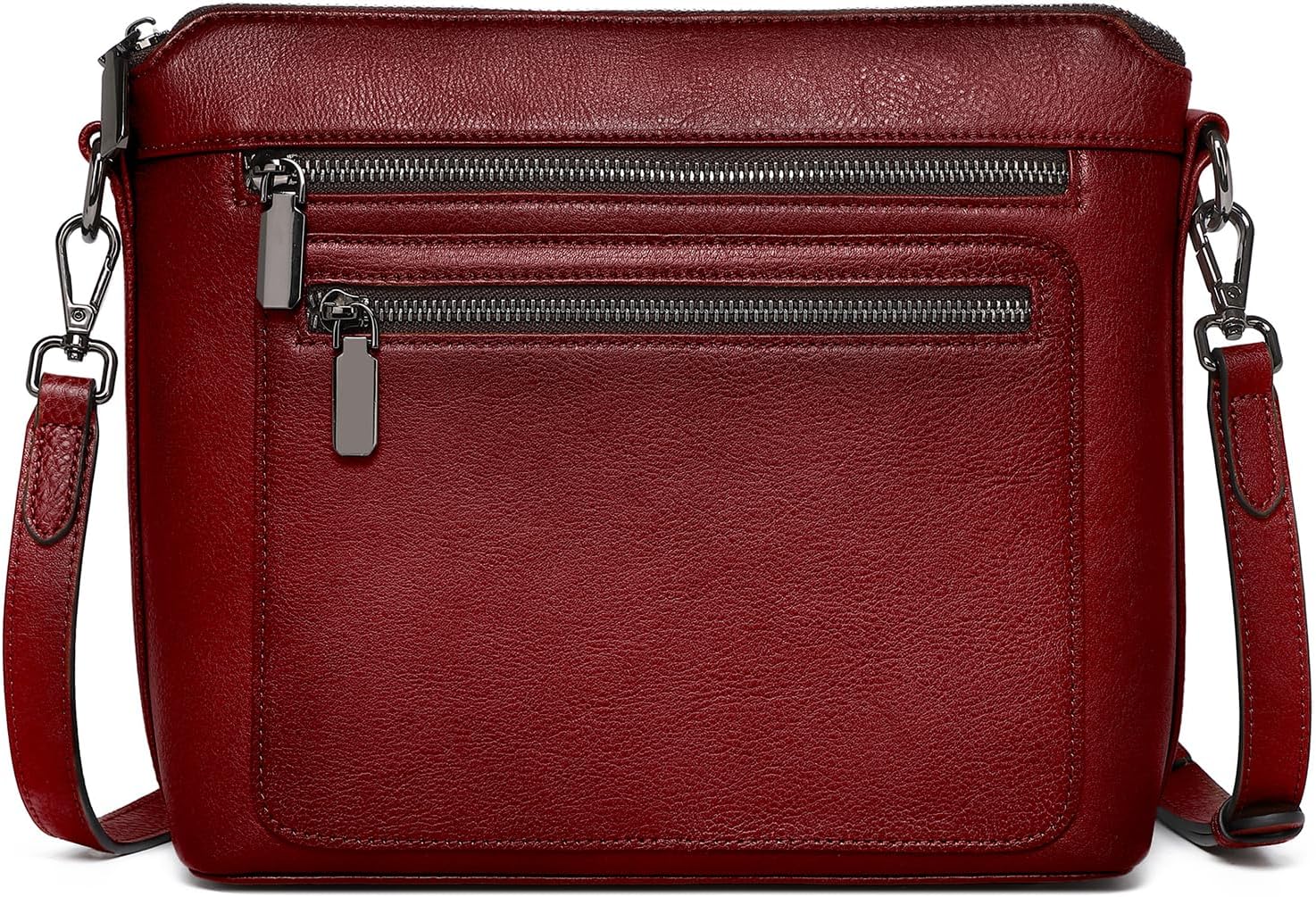 COOLCY Genuine Leather Crossbody Bags for Women Purses and Handbags for Ladies with Multiple Pockets Shoulder Satchel Bag