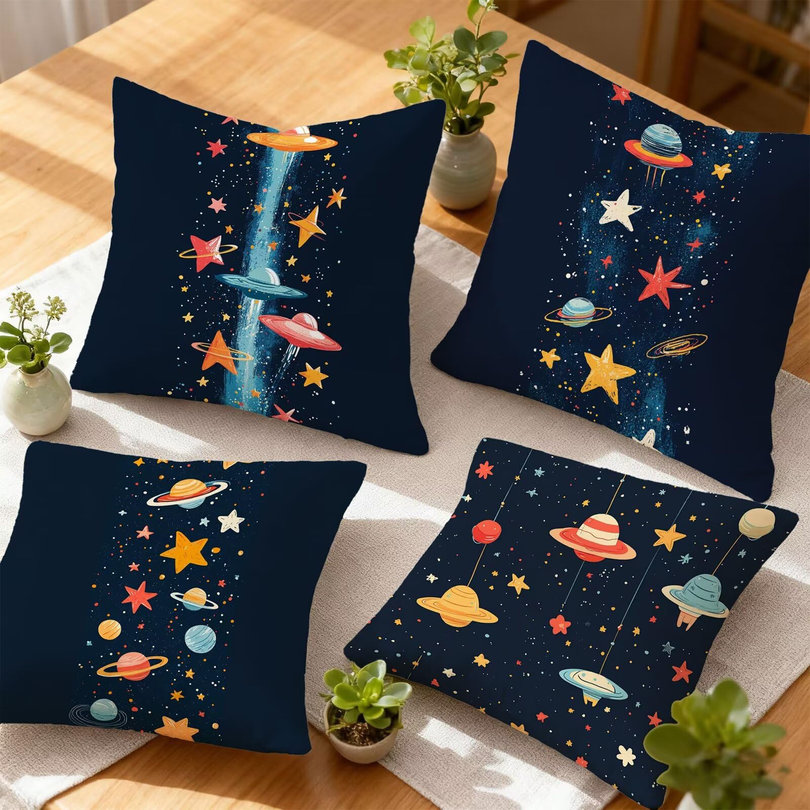 Vistoso Funda Cojin 65x65 Estrella Funda Almohada 65x65 Cojines Sofa Súper Suave Fundas Cojines Decorativos Fundas Almohadas 4 Piezas Cervicales y Cuello, para Hogar Cama Salon Decoracion E - 513