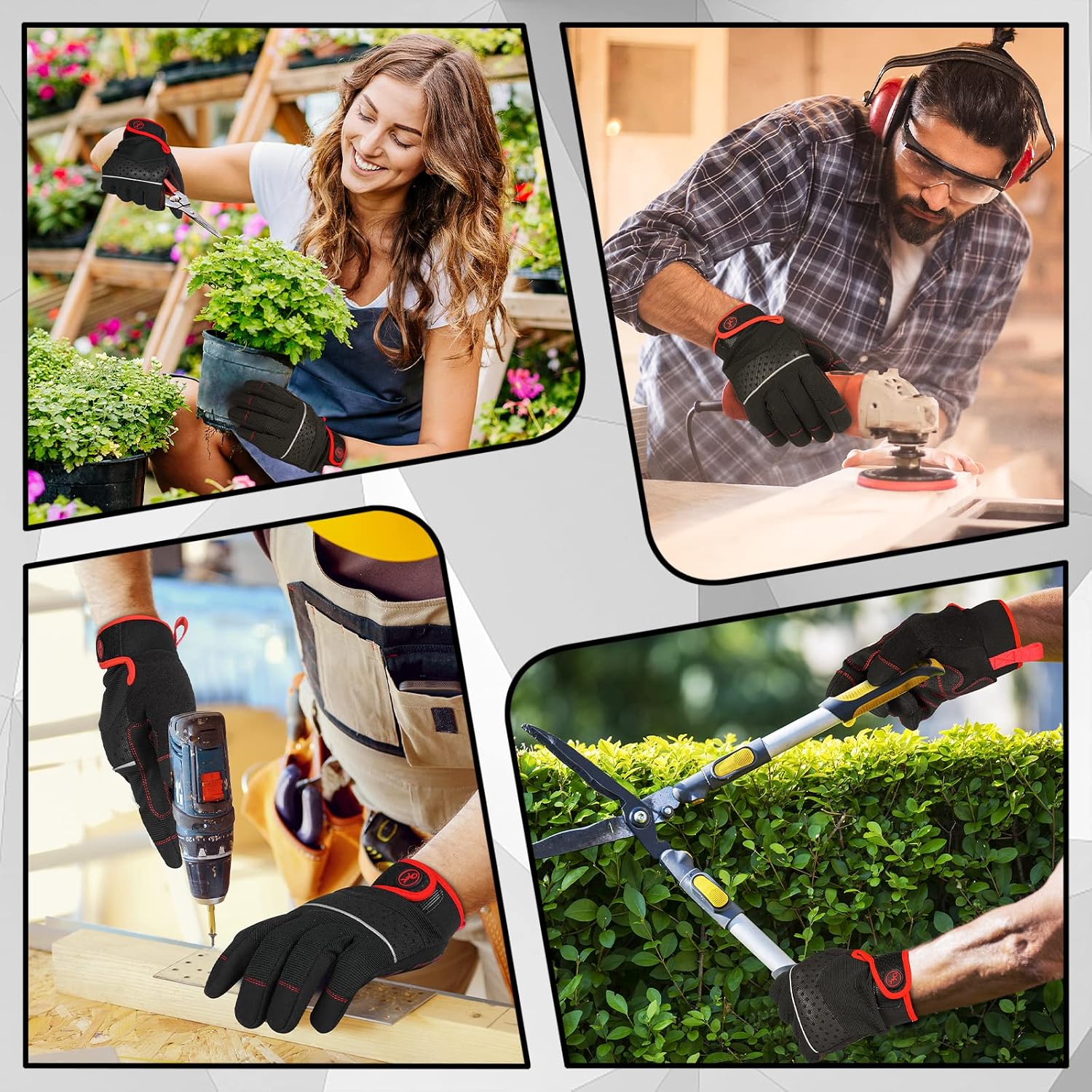 MOREOK Work Gloves Gardening Gloves for Men/Women-[Strengthen Palm Protection] Protective Utility Gloves Dipping Yard Gloves