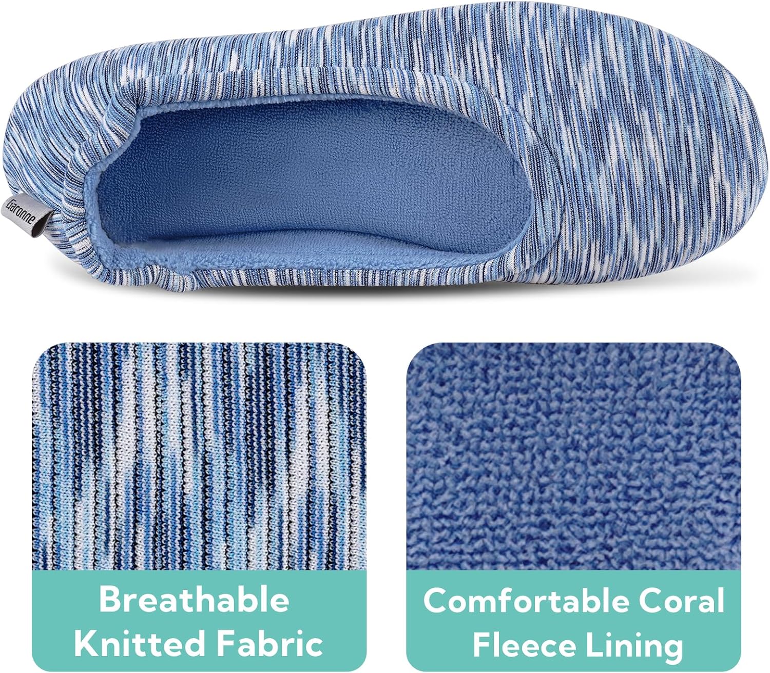 Garonne Women's Ballerina Slippers with Memory Foam and Rubber Sole, Ladies' Non-Slip House Shoes for Bedroom Indoor - Image 5