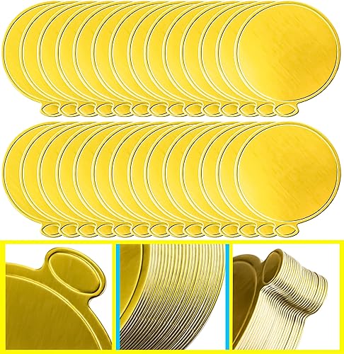 Vista 5 de MotBach 200 piezas de cartón dorado redondo, mini tableros redondos de 3.5 pulgadas, base de pastel de mousse, tablero de papel para pastel, cartón