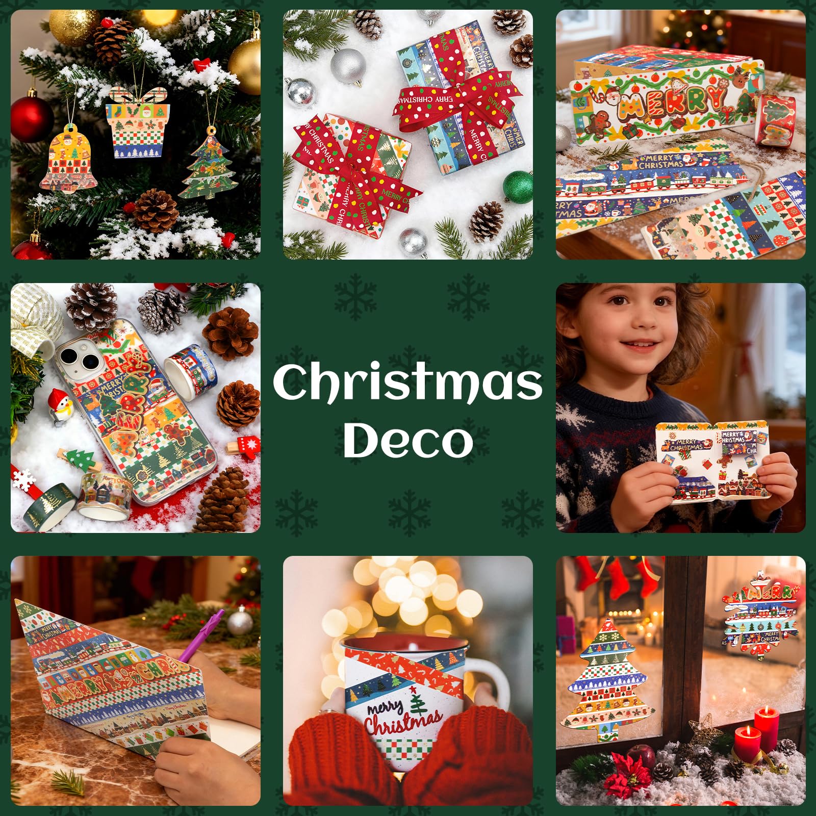 Ieebee Washi zestaw 24 rolek złotej dekoracyjnej taśmy bożonarodzeniowej Washi do scrapbookingu, do dekoracji pamiętnika, do pakowania prezentów, rękodzieła