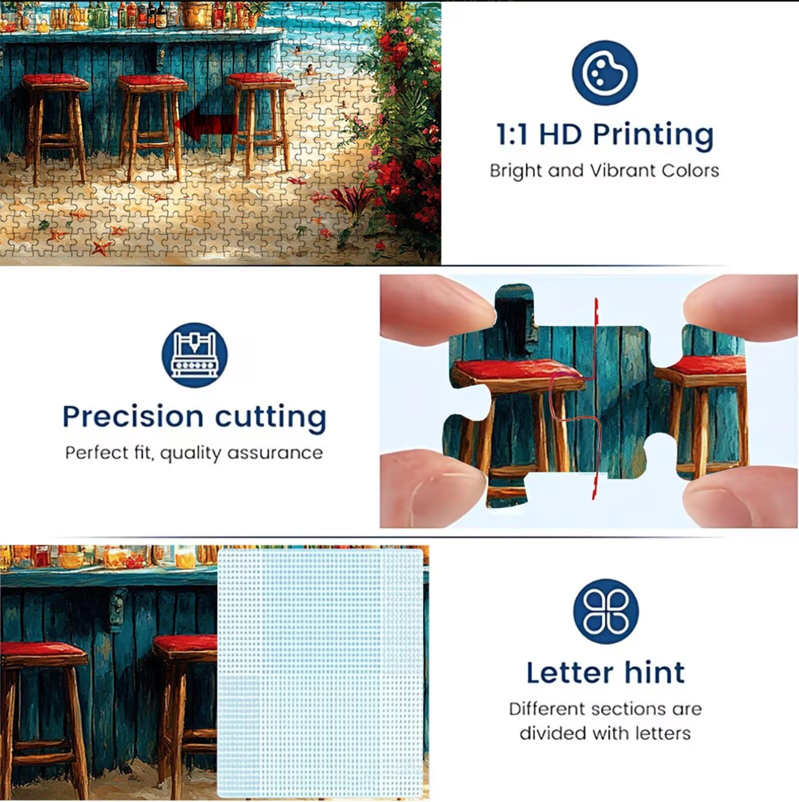 Puzzle Chitarra spiaggia, Puzzle Adulti 3000 pezzi, Puzzles Legno con Squisita Scatola di Imballaggio, Rompicapo per Esperti con Incastro Perfetto, Stampa Alta Definizione, Regalo per Adulti W3H-984