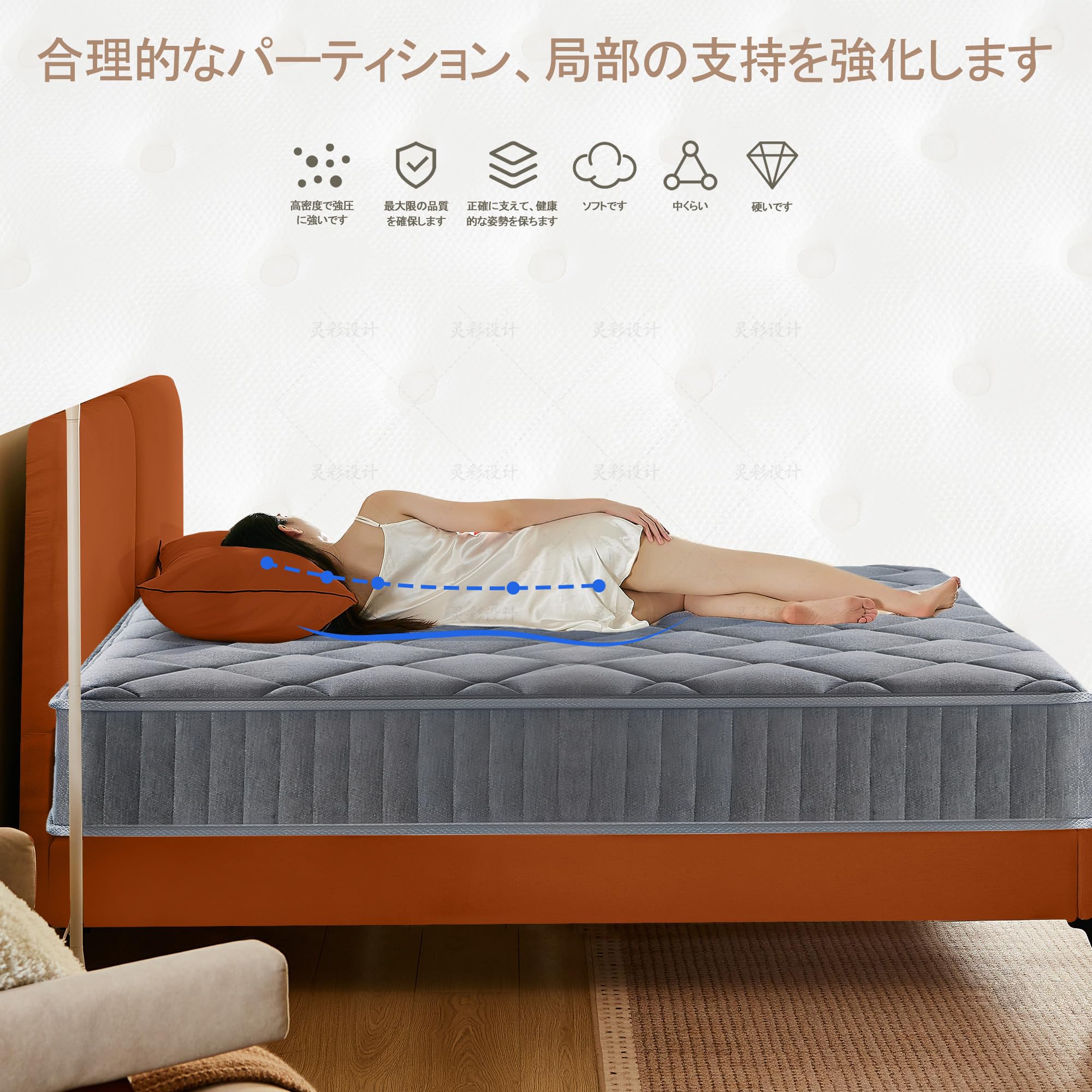 Amazon.co.jp: Hsuener マットレス ポケットコイル 厚さ22cm 高反発