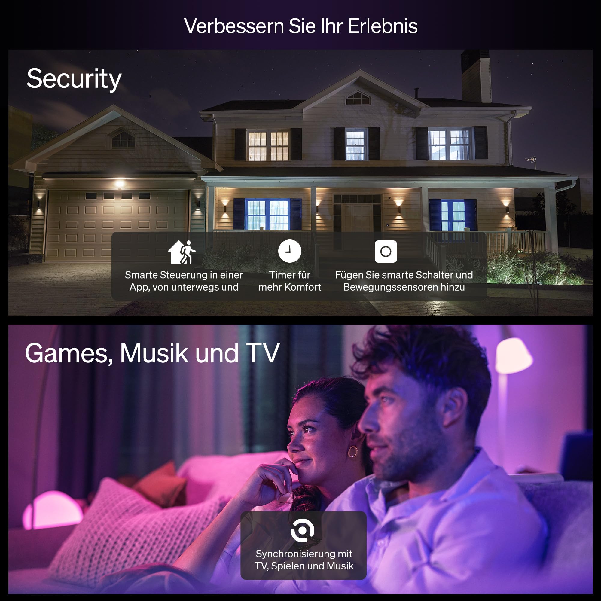 Philips Hue Essential Smart LED GU10 Spotlight, Weiß und Farbe, 345 lm Energiesparlampen, dimmbar, LED Leuchtmittel kompatibel mit Alexa, Google Assistant und Apple Home, 4er Pack