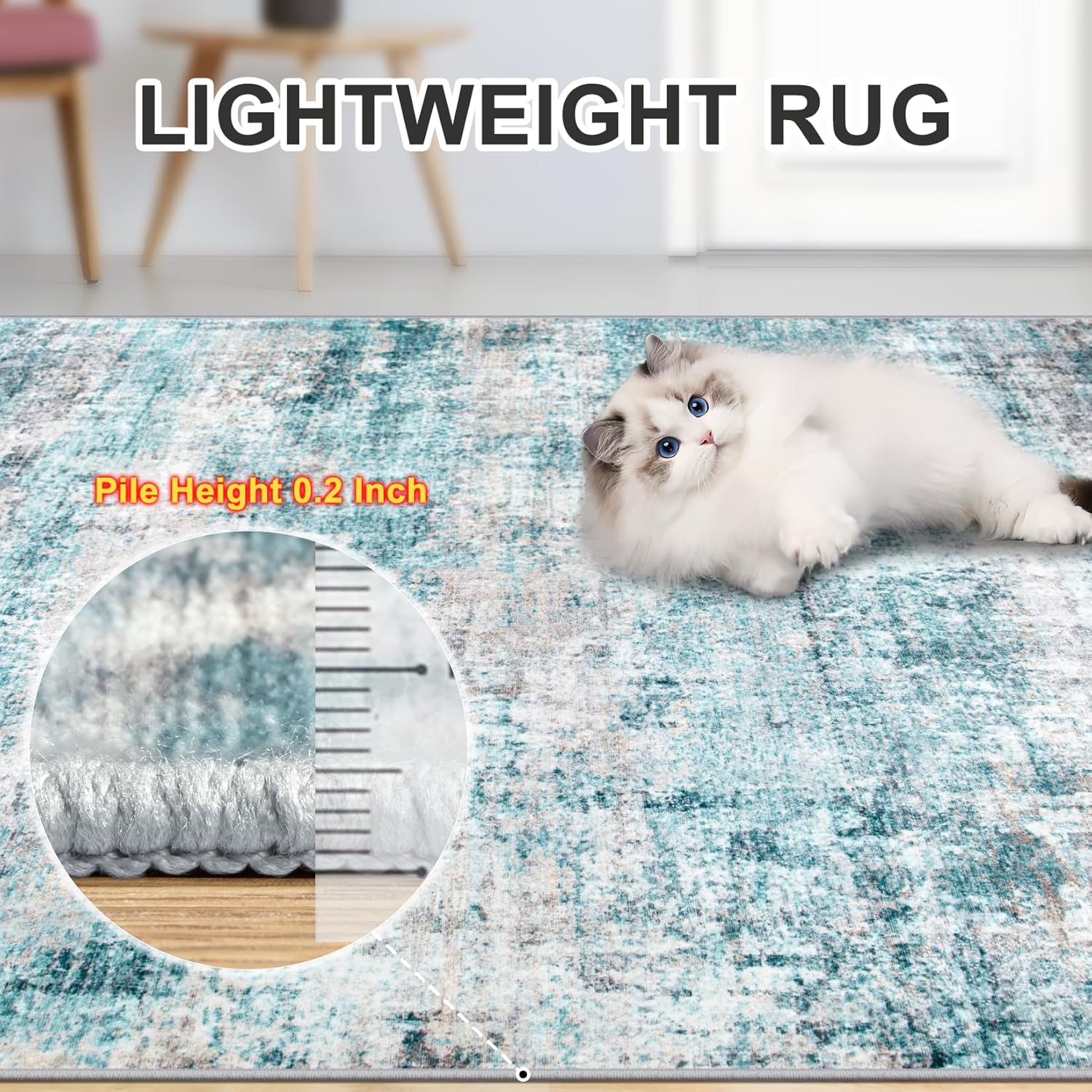 Area Rugs Living Room Rug - 5x7 Washable Modern Abstract Soft Neutral Non-Slip Carpet Large Indoor Floor Thin Carpets for Bedroom Dining Room Farmhouse Nursery Home Office Green - Image 6