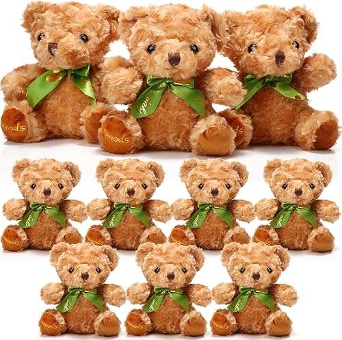 10 piezas de osos de peluche suave, lindos osos para niños y niñas, cumpleaños, día de San Valentín, baby shower, oso recuerdo de fiesta (marrón