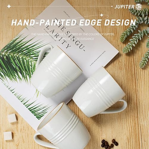 Miniatura 9 de famiware Juego de 4 tazas de café, 13 onzas, tazas de gres para café con leche, té caliente, moca, cacao, capuchino, microondas y lavavajillas