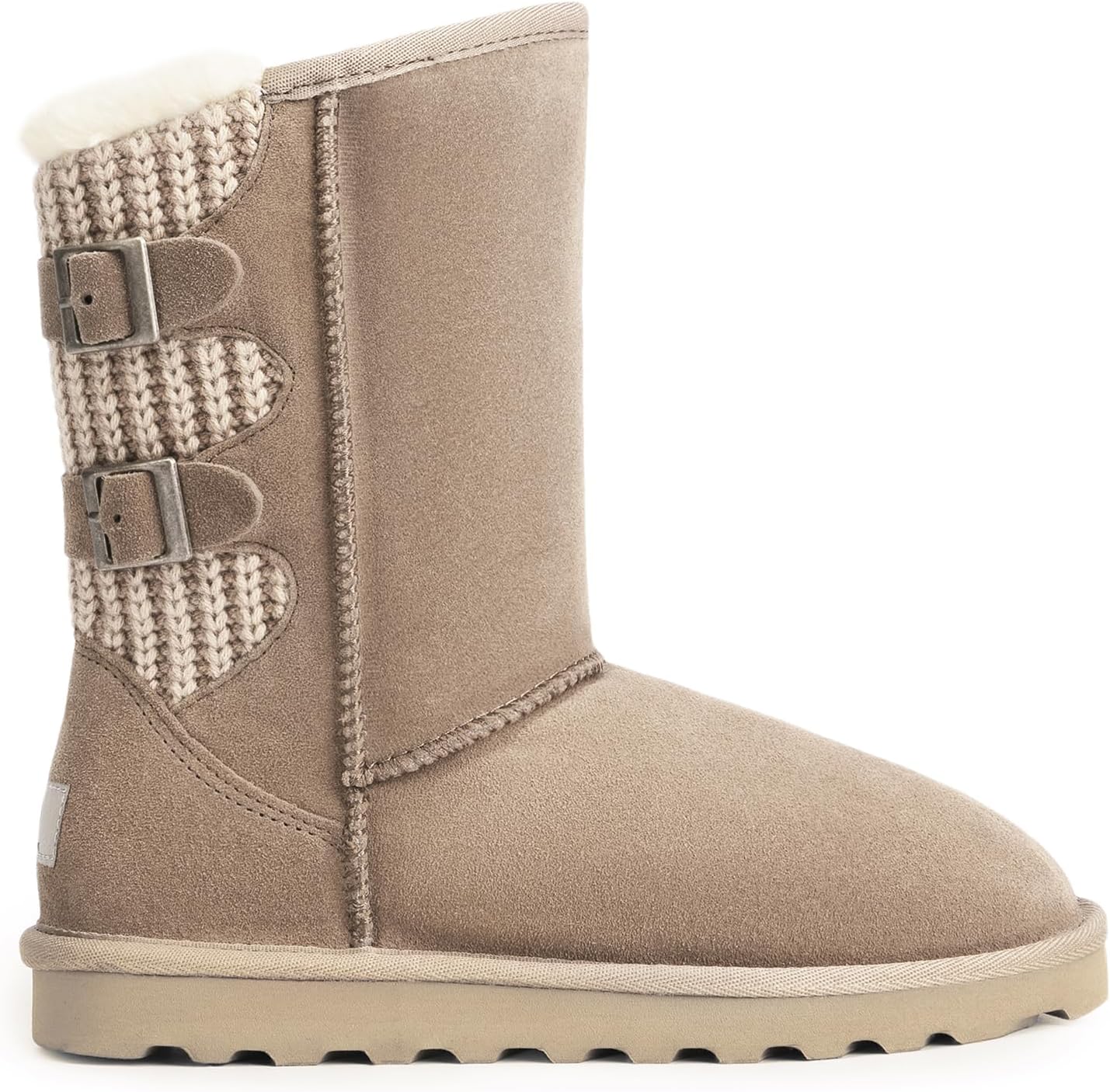 DREAM PAIRS Women's Mid Calf Winter Snow Boots Fashion FuzzyChic Buckle Booties - Image 3