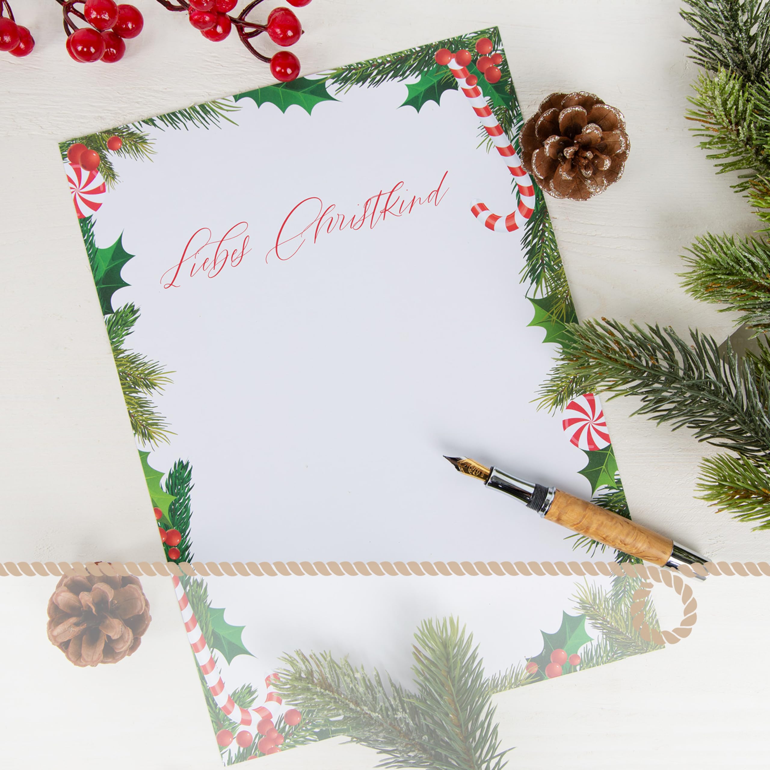 Briefpapier kraftpapier kerst, 25 vellen