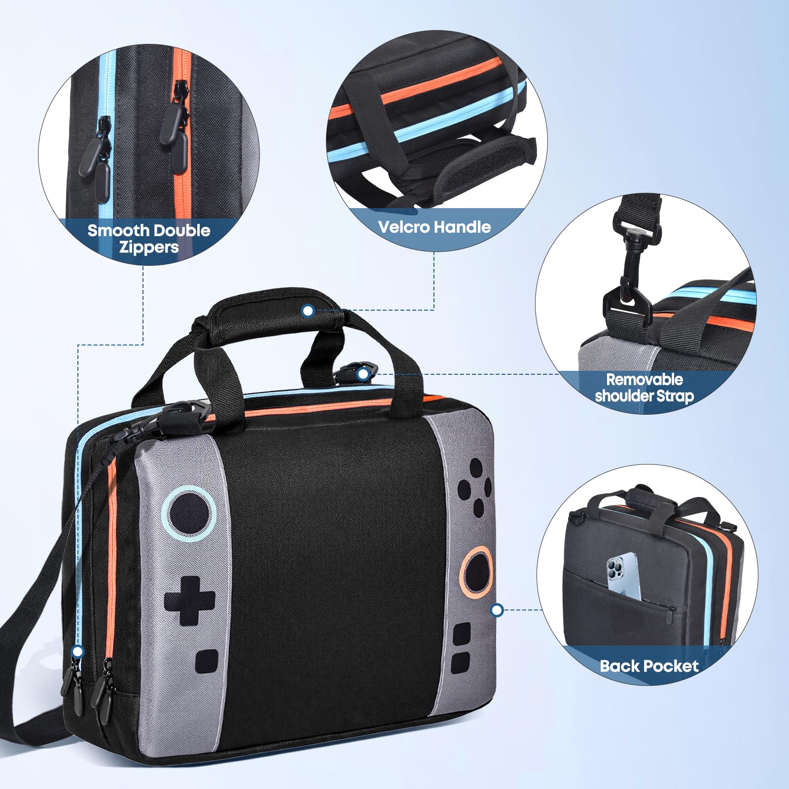 Funda Grande para Nintendo Switch 2/SW OLED, Maletín para Switch 2 Apto para Consola SW, Mandos Joy-Con, 14 Tarjetas de Juego, Funda Transporte para Switch Accesorios con Compartimentos Específicos
