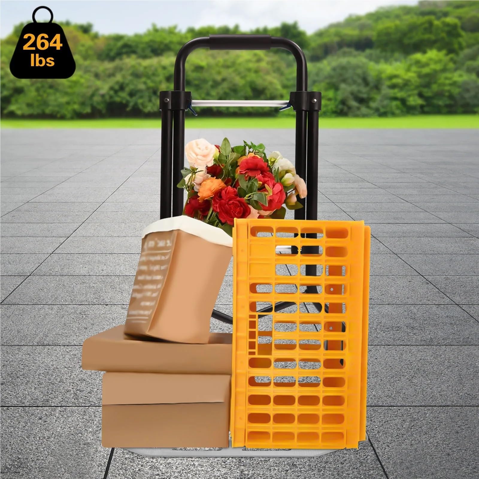 Trolleys Chariots de manutention Diable et Chariot pliants d'une capacité 264 LB, à Bagages en Aluminium avec poignée télescopique